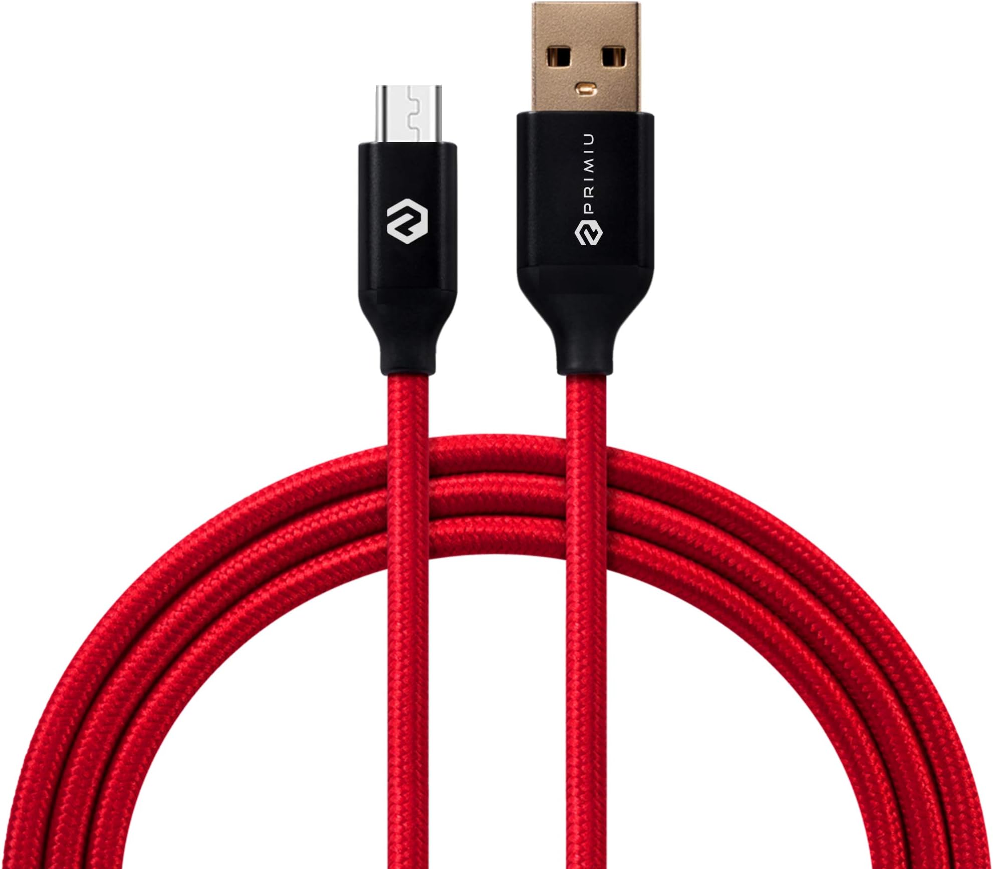 Primiu Nylon Braided 6 Ft Micro USB Cable for Android (Red)
