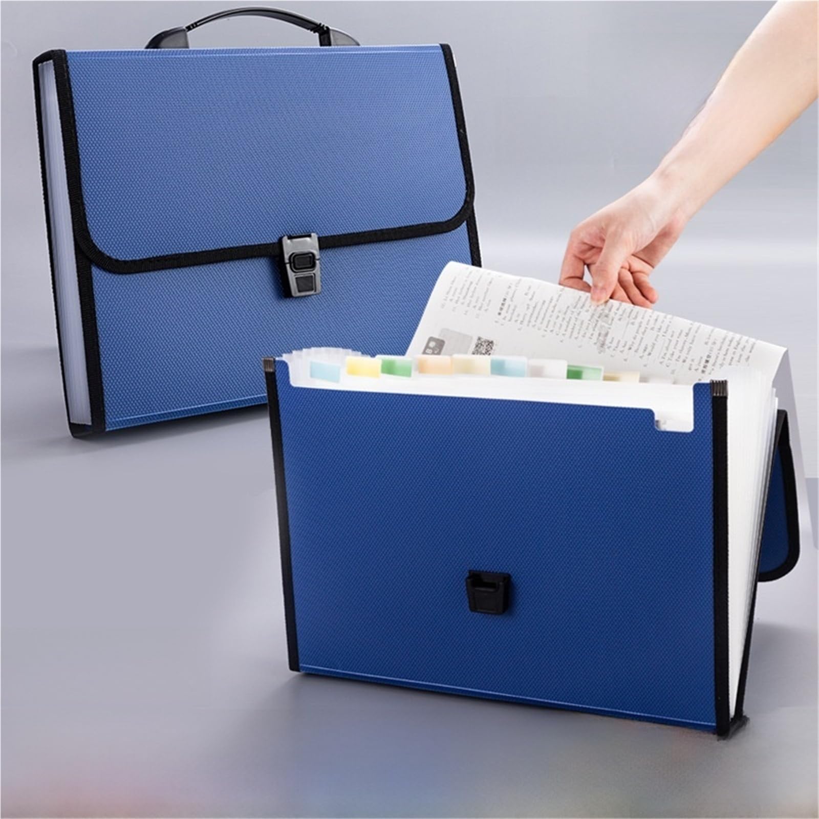 Porta Documenti Cartella di file della fisarmonica | Organizer portatile for carta A4, cartella multistrato for documenti di esame degli studenti(Blue)