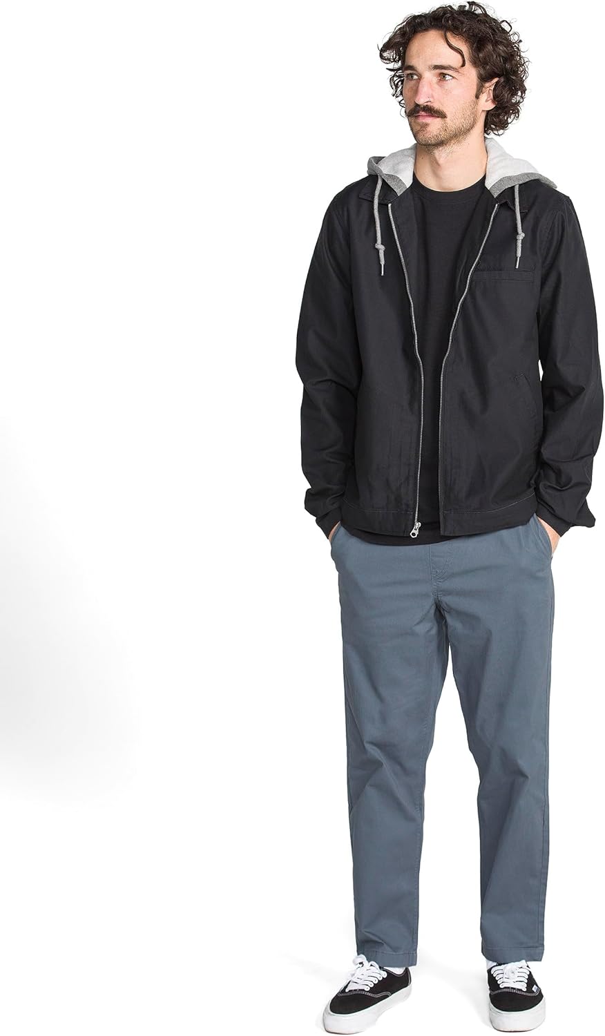 Volcom Men's Warren Lightweight Jacket – Zip Front Twill Shell with Fleece Hood - Image 3