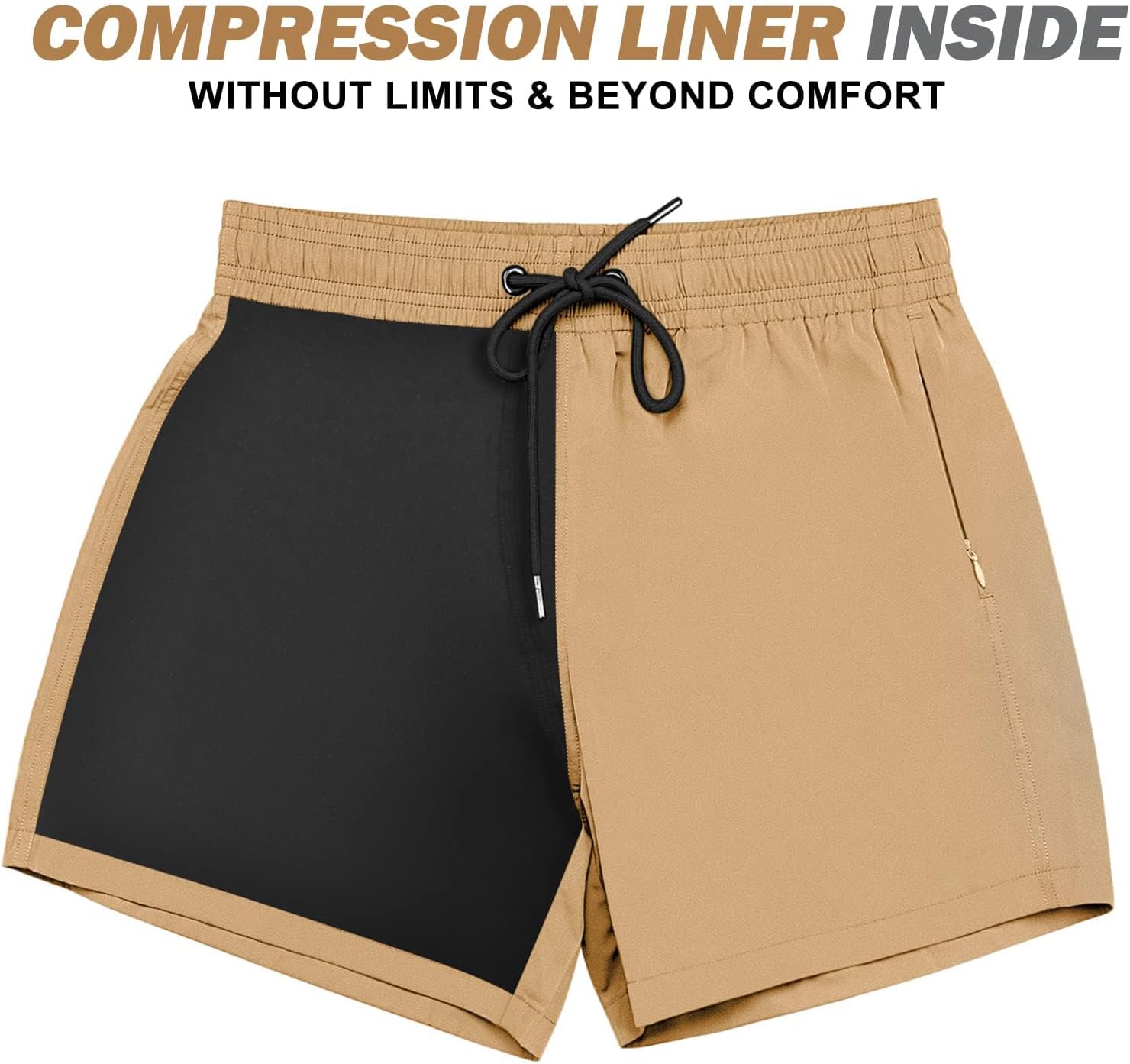 BRISIRA Mens Swim Trunks Swim Shorts Quick Dry 5 inch Inseam Beach Shorts with Compression Liner and Zipper Pocket - Image 4