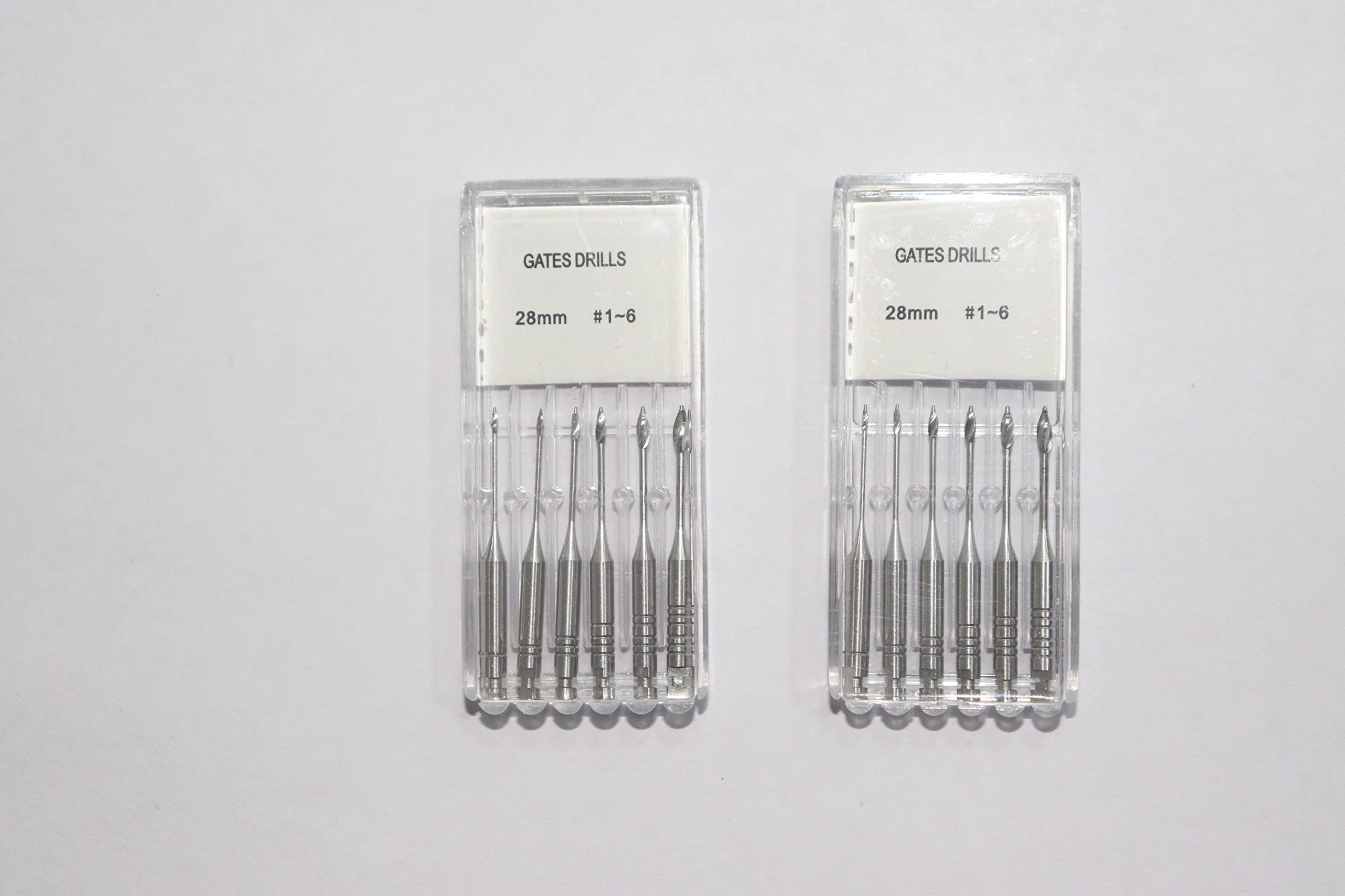 Vradah Gates Glidden Drills Dental Stainless Steel 28mm Size 1/6 Assorted Pack of 6 Drills (Bundle of 2)