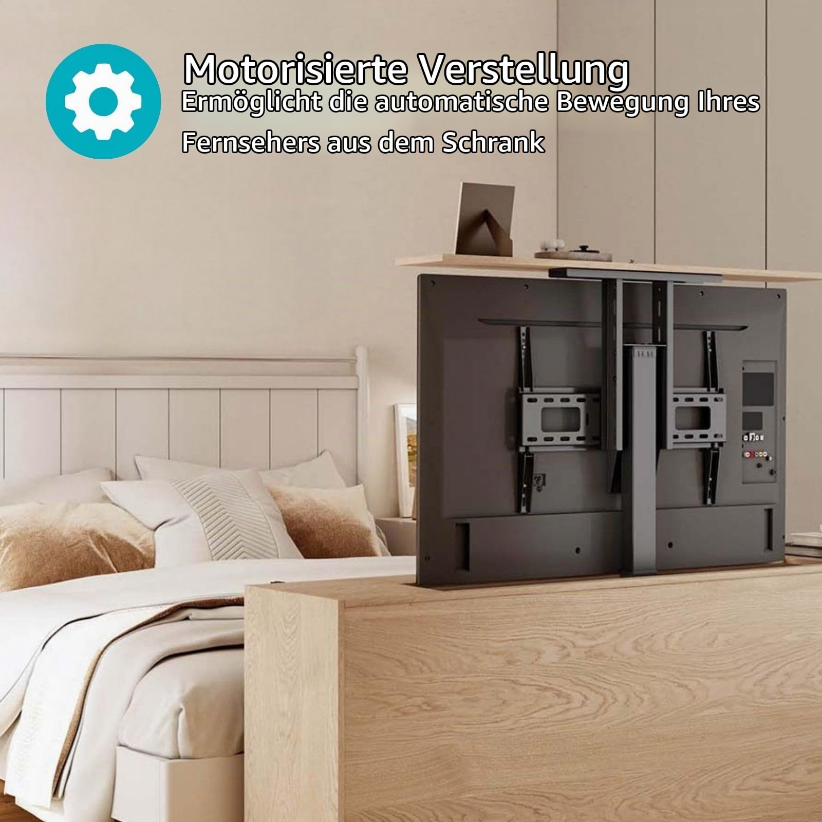 Motorisierte TV-Ständer - 37-80" - maximal unterstützes Bildschirmgewicht: 60 kg - Built-in Schaltschrankbau - Hubbereich: 68-158 cm - ferngesteuert - ABS/Stahl - Schwarz