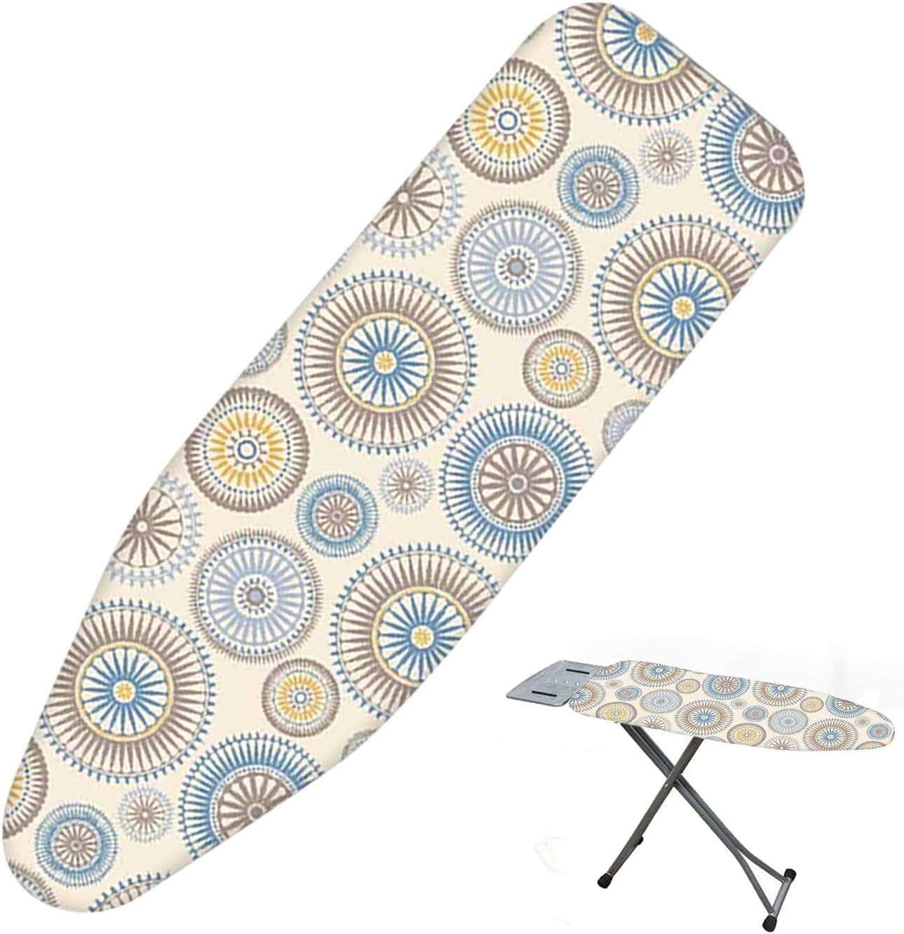 Funda extragrande para tabla de planchar con acolchado de algodón natural y banda elástica para planchar a vapor