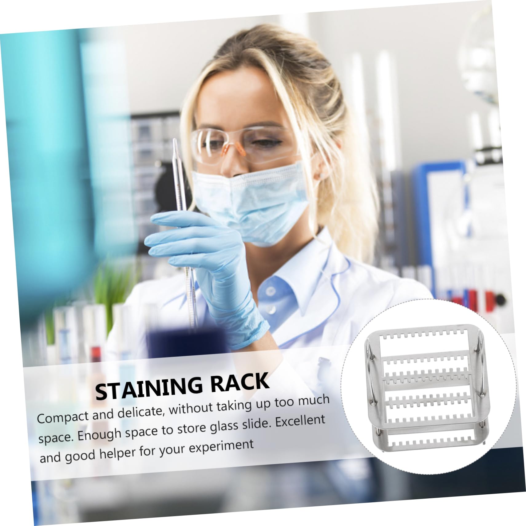 HOMOCONO 2pcs 26 26 Position Stainless Steel Microscope Slides Staining Rack Glass Slides Holder