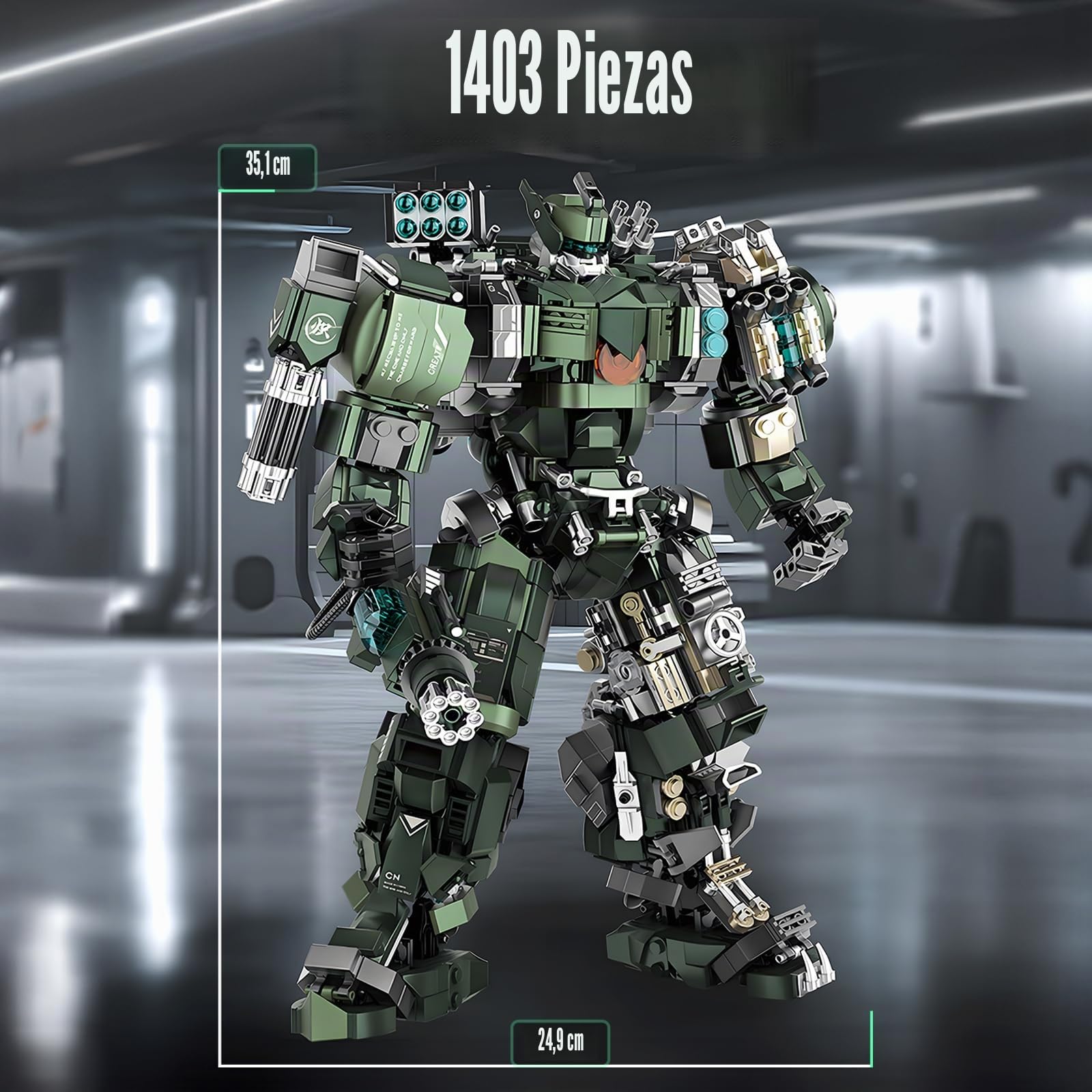 HIGH GODO Bloques de construcción de robot transformador, 1403 piezas Hardcore de estilo industrial, modelo de robot de tecnología de estilo industrial, regalo de robots geniales para adultos