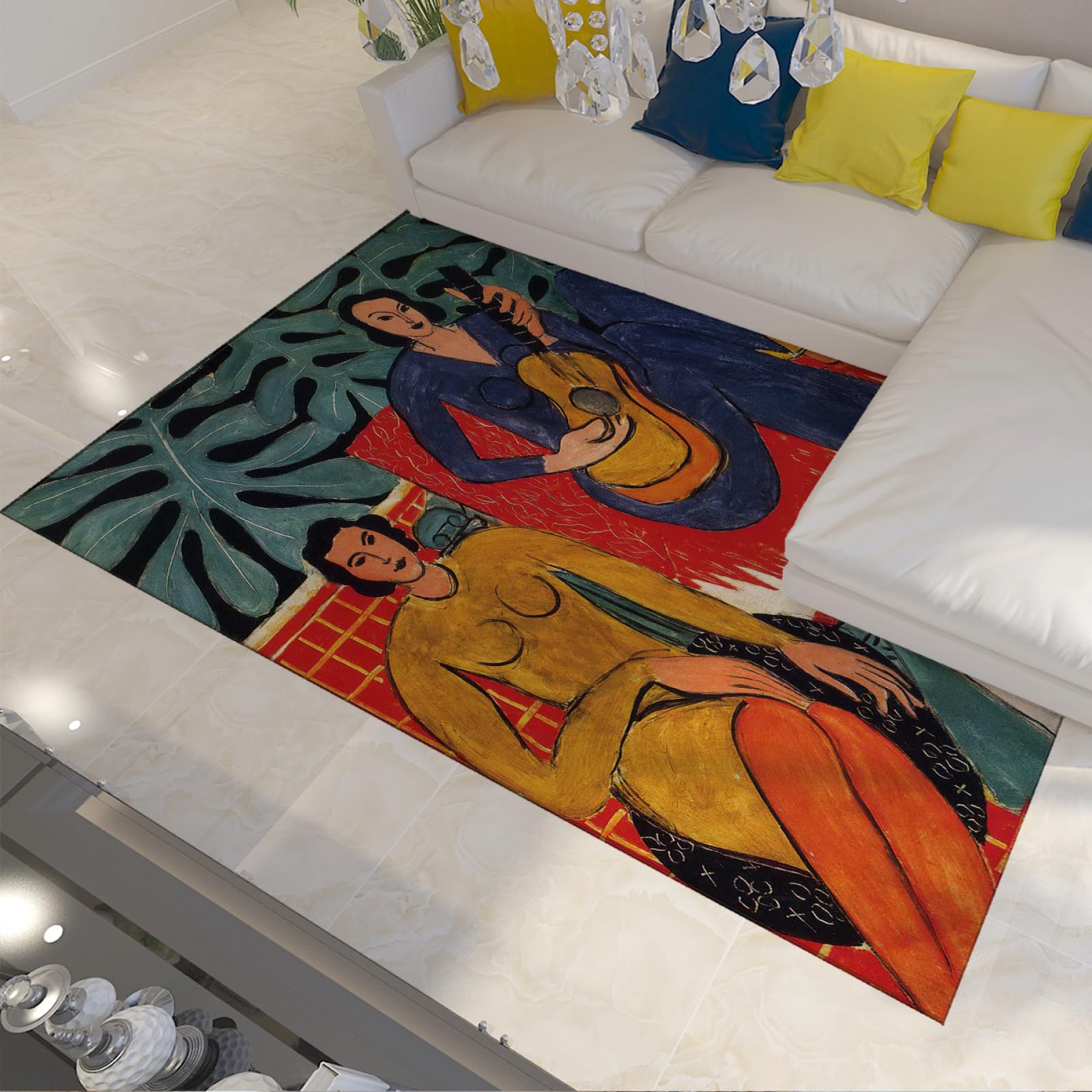 Tapis de salon style Matisse lavable et antidérapant Musique 1939 pour sécuriser l'entrée de maison