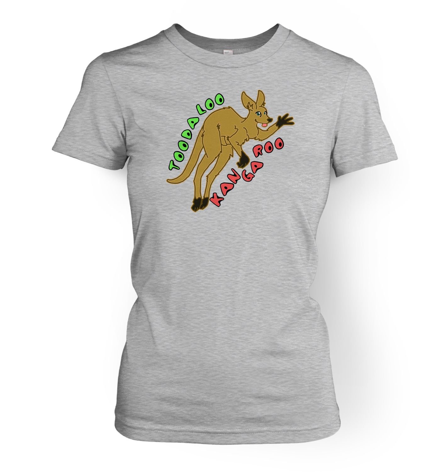 Toodaloo Kangaroo Womens T-shirt - Sport Grey Large (UK Size 12)