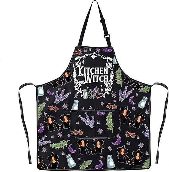 JNIAP Witches Kitchen Apron Salt Rosemary Lavender Love Gifts Magic Witchcraft Apron Witchy Gothic Gifts Witches Apron