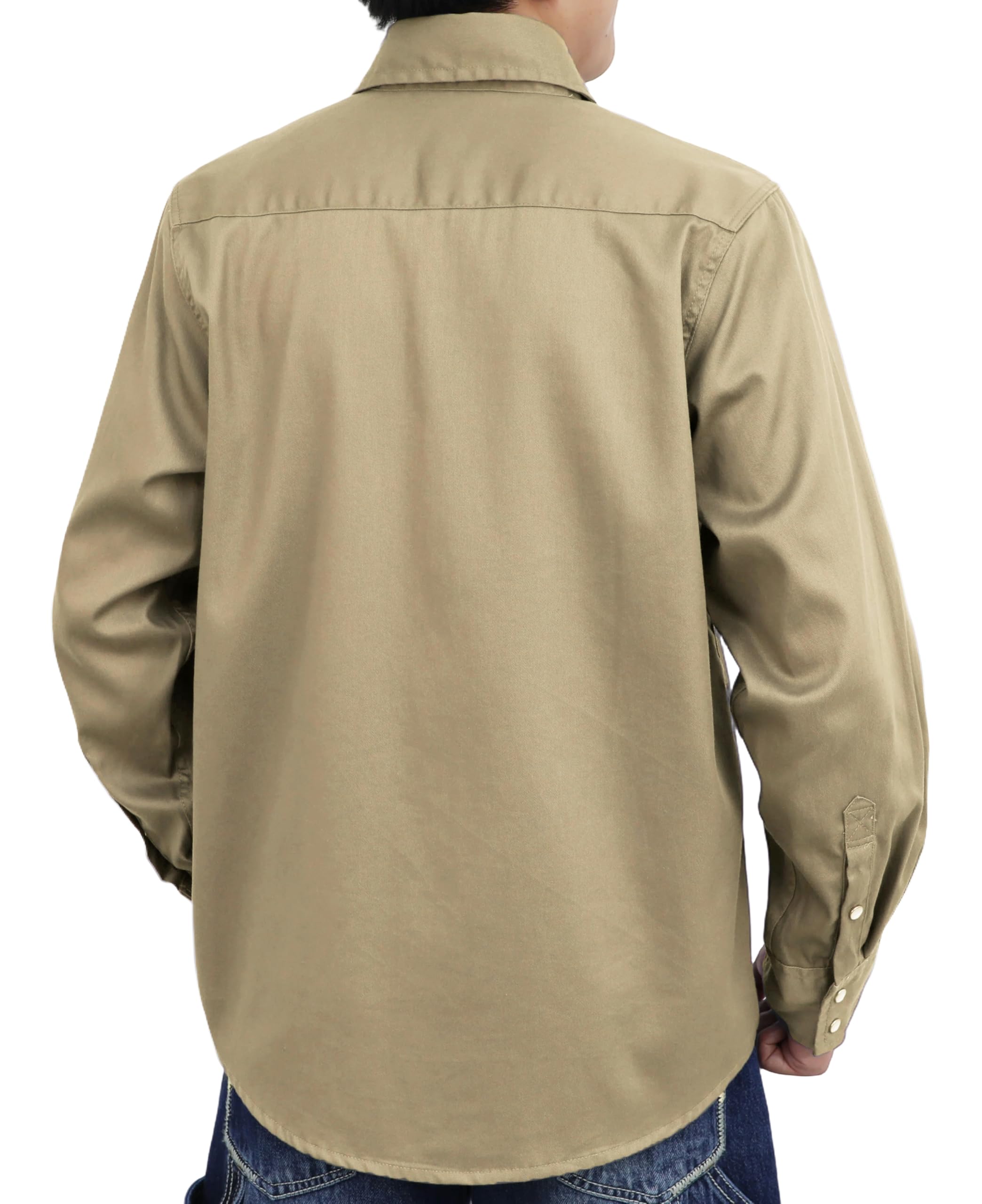 VATRENUS FR Camicie da uomo 6 once Button Down ignifugo 100% cotone camicia da lavoro ignifugo pre-lavata | Camicia comoda leggera resistente alla fiamma|Vestibilità rilassata ASTM F1506 Etichetta UL Tasche doppie prelavate sul petto