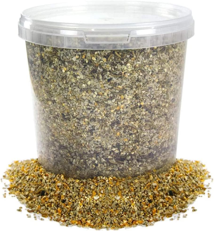 BusyBeaks Robin & Songbird Feed | Premium Grade Garden Wild Bird Feed | Husk Free, No Germinating Seeds | Includes Nutritious, Fresh and Natural Ingredients | Protein Fat Fibre Oil Vitamins (1L Tub)