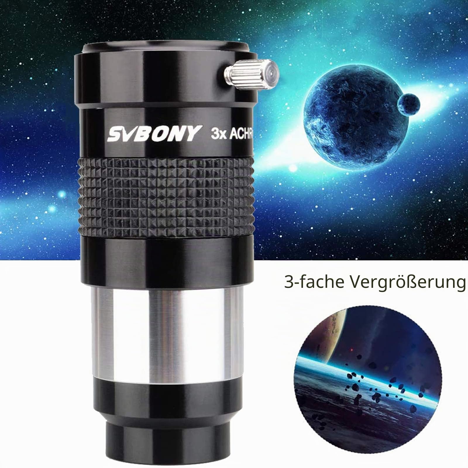 Svbony SV136 Barlowlinse 3X, 1,25 Zoll Achromatisches Barlow FMC Metallteleskop Zubehör für Planetenbeobachtungsfotografie