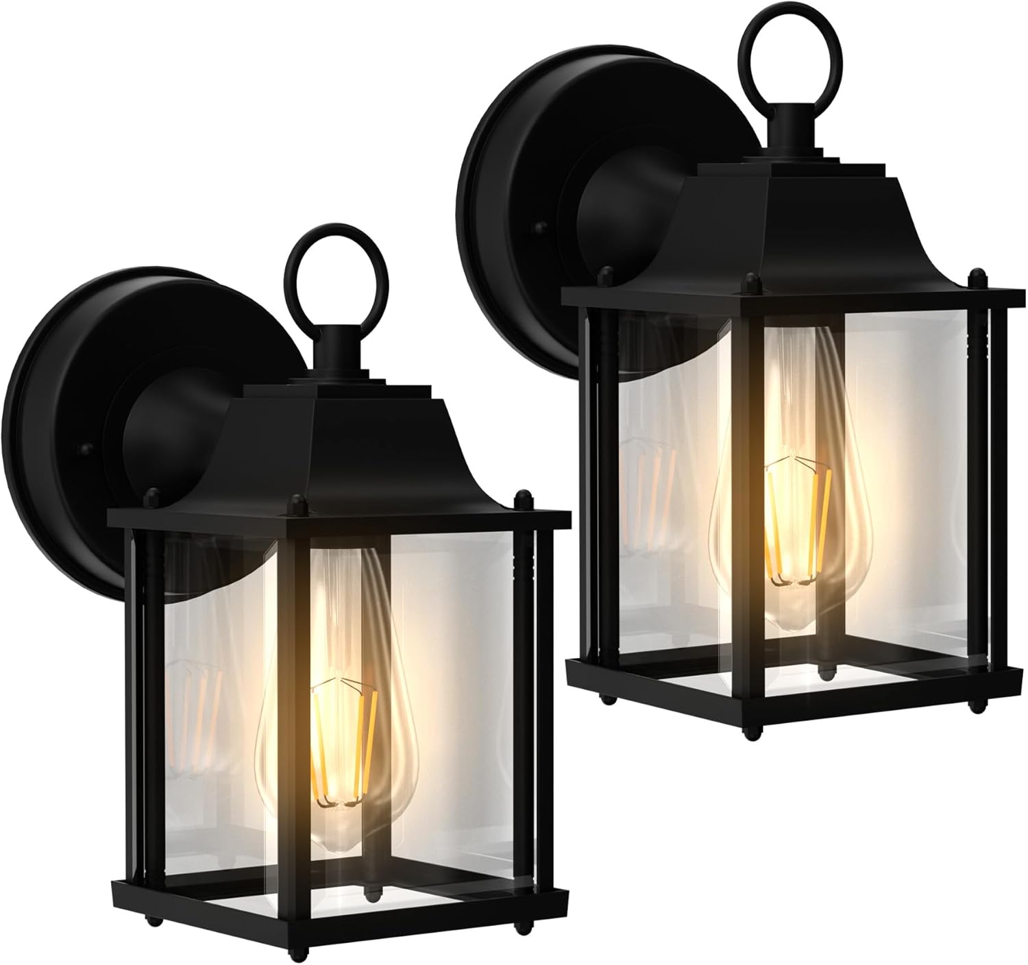 Outdoor Wall Light Fixtures Waterproof Porch Lights Anti-Rust Matte Black Outdoor Wall Lantern for Patio Front Door Garage - 2 Pack