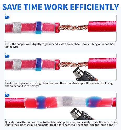 Miniatura 3 de 131 conectores de alambre de sellado de soldadura, conectores de alambre termorretráctiles, kit de conectores a tope de soldadura impermeables,