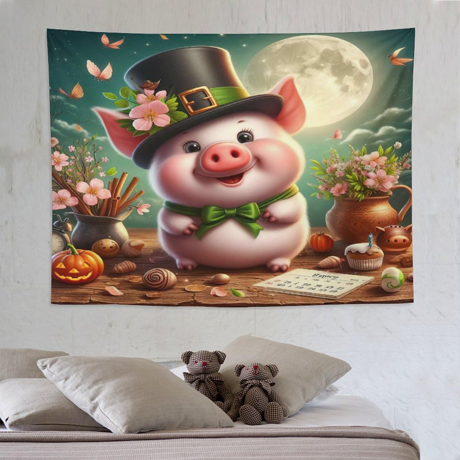 Tenture murale cochon mignon avec impression 3D durable pour salon unique - 8