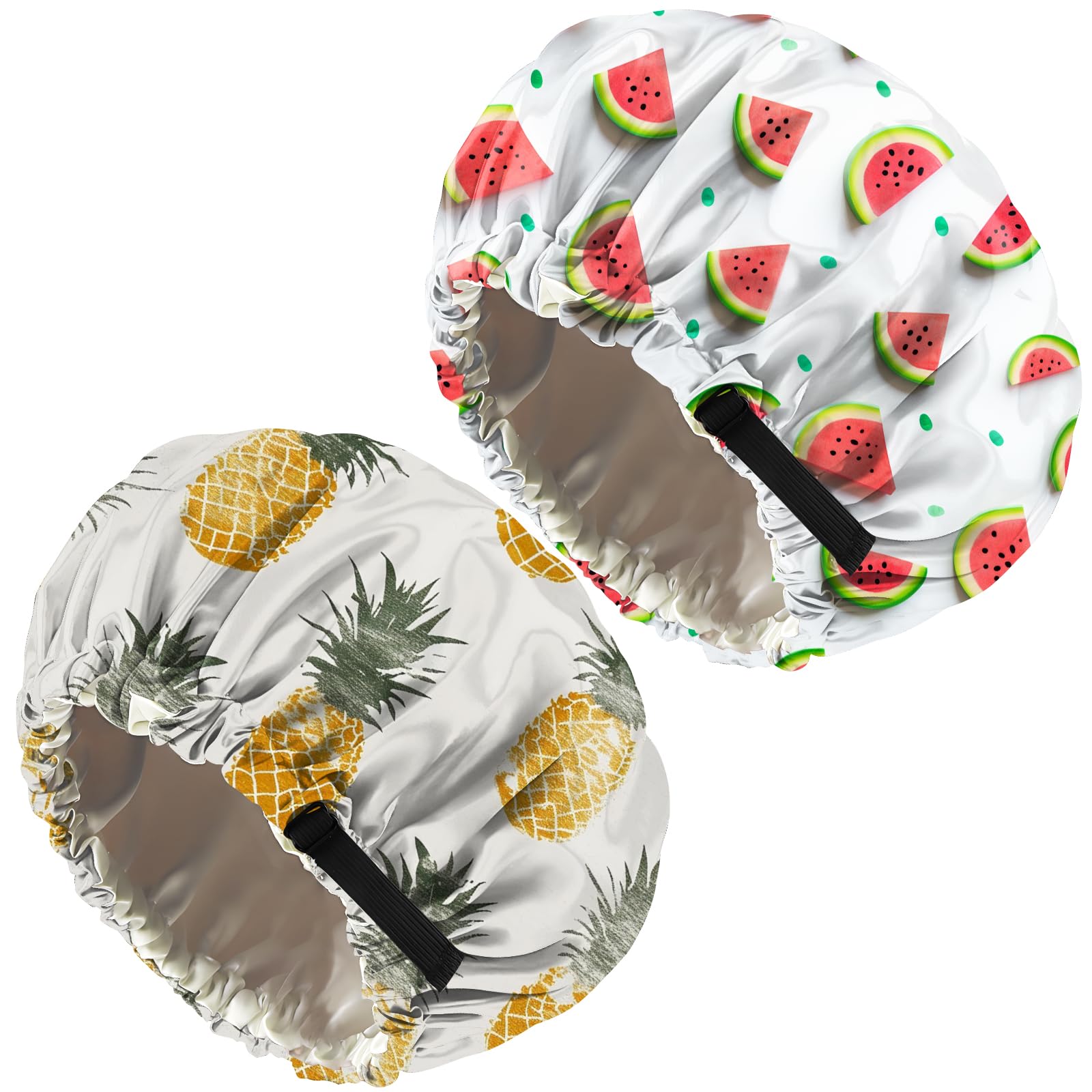 Zewurtuw 2PCS Satin Hair Bonnet Silk Bonnet for Sleeping Double Layer Reusable Elastic Adjustable Hair Caps Cute Women Girls