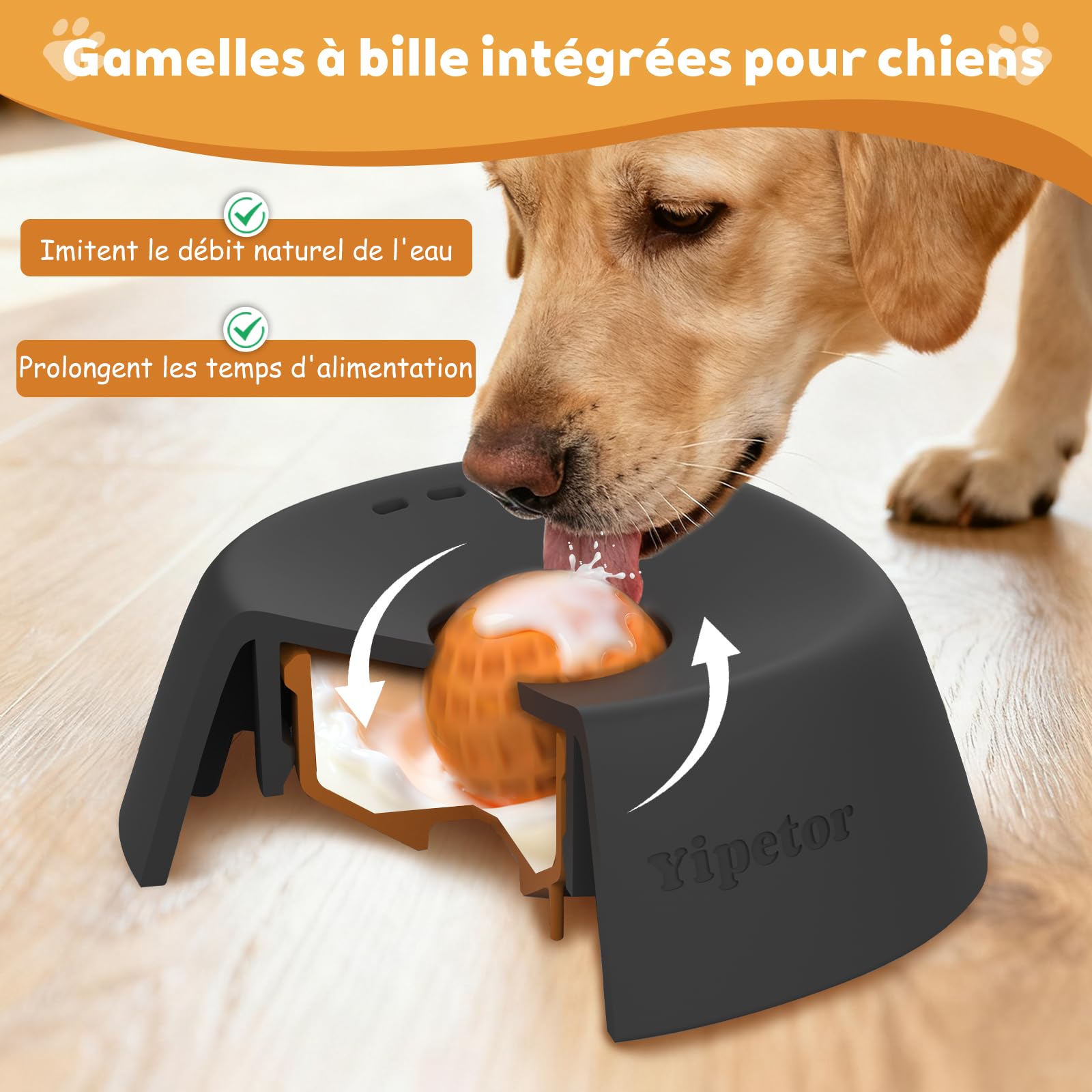 Yipetor Bol de Léchage Chien pour Friandises Liquides, Gamelle Anti Glouton Chien pour Bouillon d'os pour Chien, 3/4 Tasse de Yaourt, Jouet à Lécher pour Chien de Petite, Moyenne et Grande Race