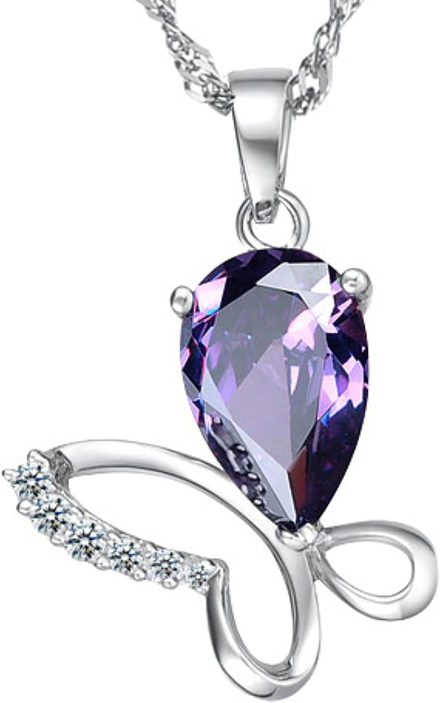 Pearl of Dream Butterfly - Floral Joy [Purple] Sterling Silver Pendant Necklace