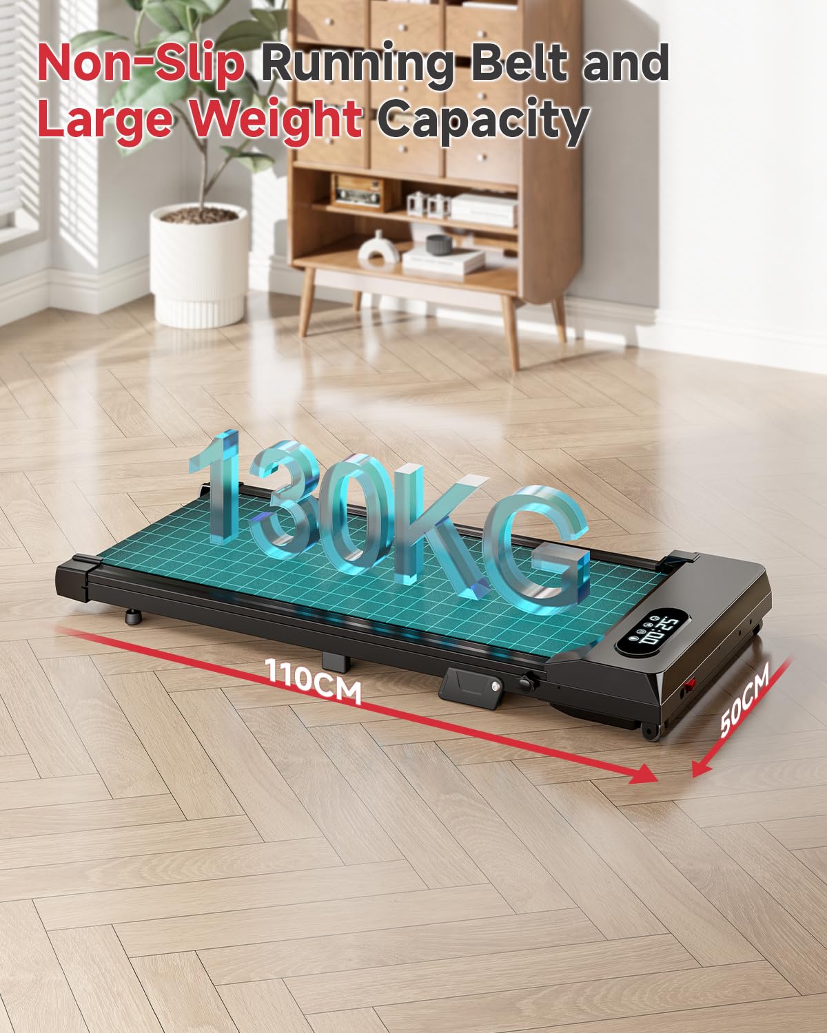 bigzzia Tapis roulant da passeggio con inclinazione, tapis roulant portatile sotto la scrivania 8 km/h, macchine da corsa per casa di piccole dimensioni, con display a LED, telecomando, capacità 145