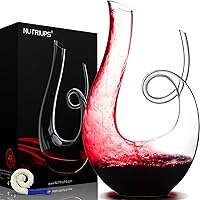 NUTRIUPS Swan Wine Decanter 1.7L Lead-Free Crystal Carafe - Hand-Blown Aerator, No-Drip Spout, Cleaning Brush Included