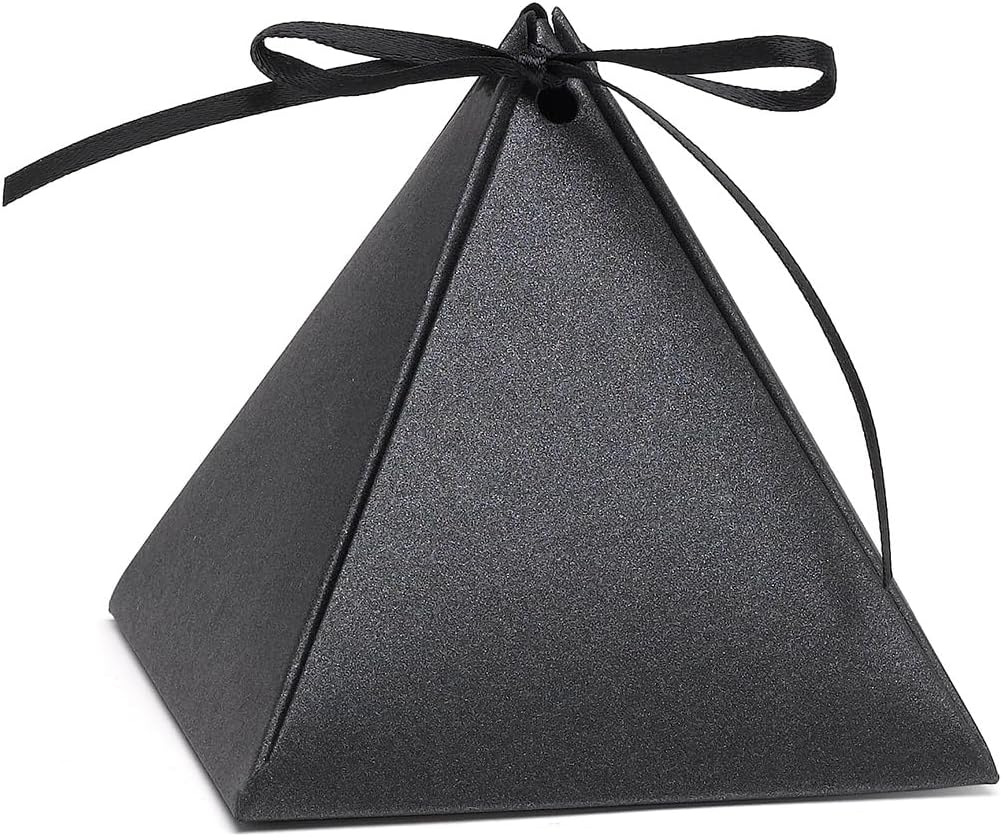 Hortense B. Hewitt 25-Count Pyramid Favor Boxes, 3-Inch, Black Shimmer