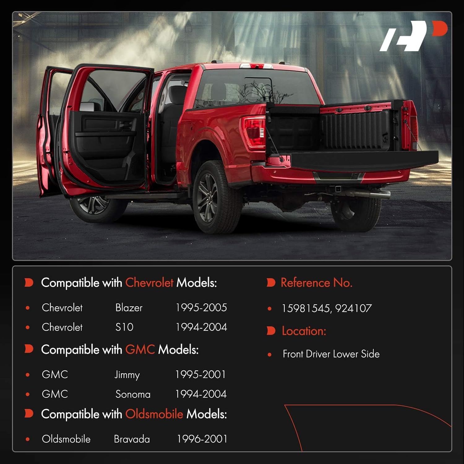 A-Premium Door Hinge Assembly Compatible with Chevrolet Blazer 1995-2005, S10 1994-2004 & GMC Jimmy 1995-2001, Sonoma 1994-2004 & Oldsmobile Bravada 1996-2001, Front Left Lower