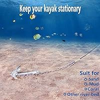 Vista 4 de Kit de anclaje para kayak y moto acuática, anclaje de barco de 3.5 libras con cuerda de 50 pies y cadena de acero inoxidable para accesorios