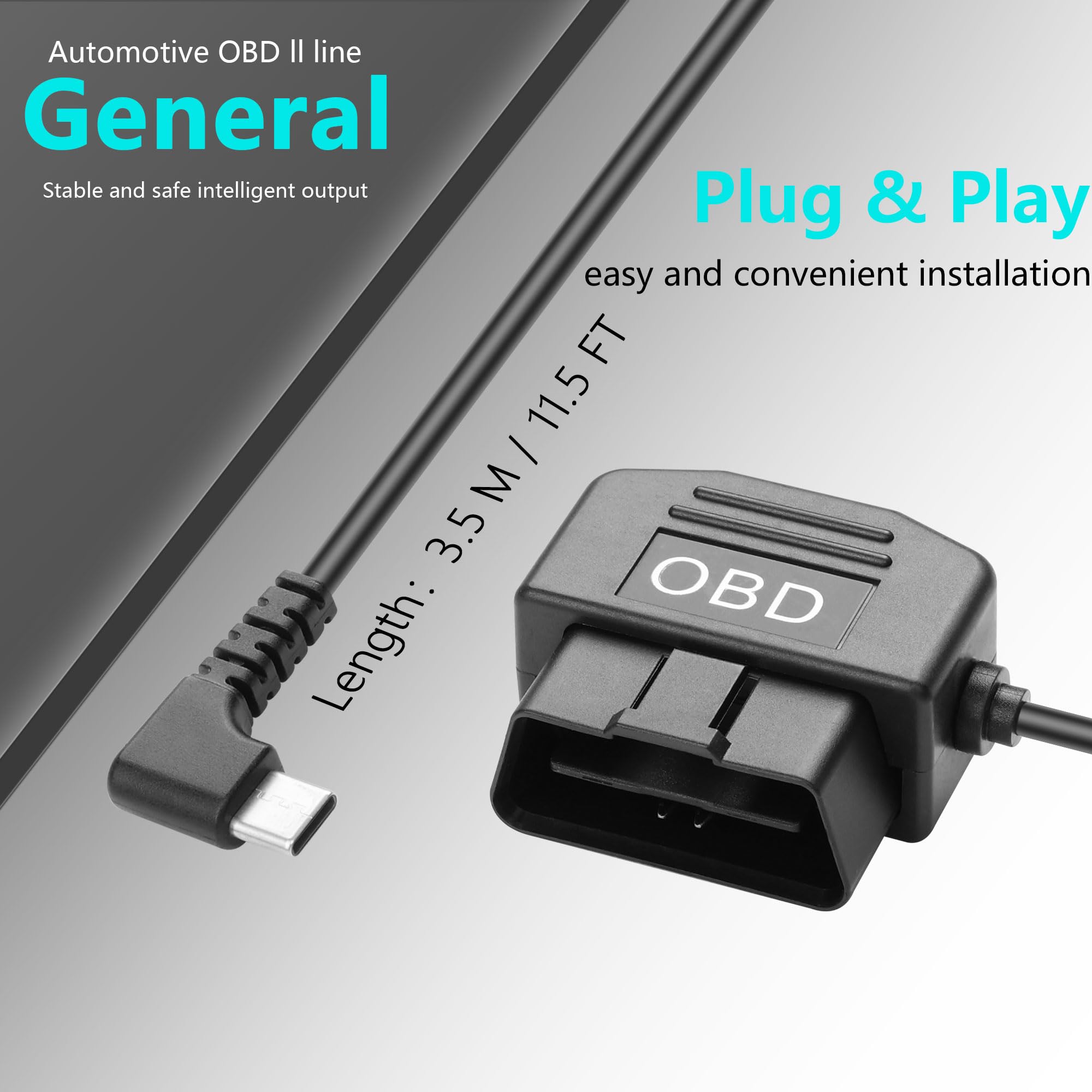 DASHCAM OBD HARDWIRE Kit, USB Typ C Hardwire Kit mit OBD Stromkabel für