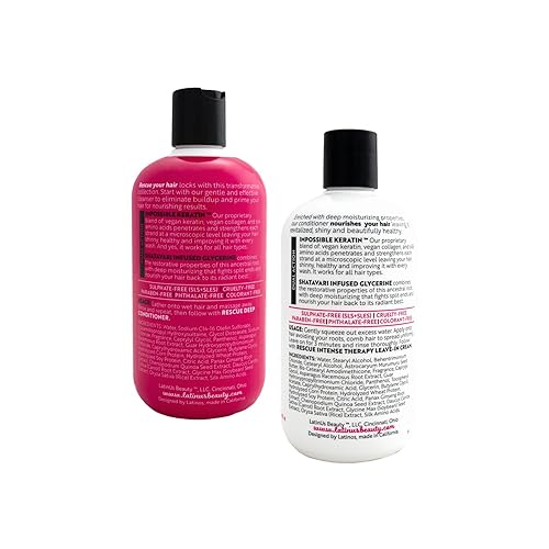 Miniatura 9 de LatinUs Beauty, RESCUE Shampoo Reparador con Keratina Vegana para Cabello Fuerte, Brillante y Saludable, 12 oz