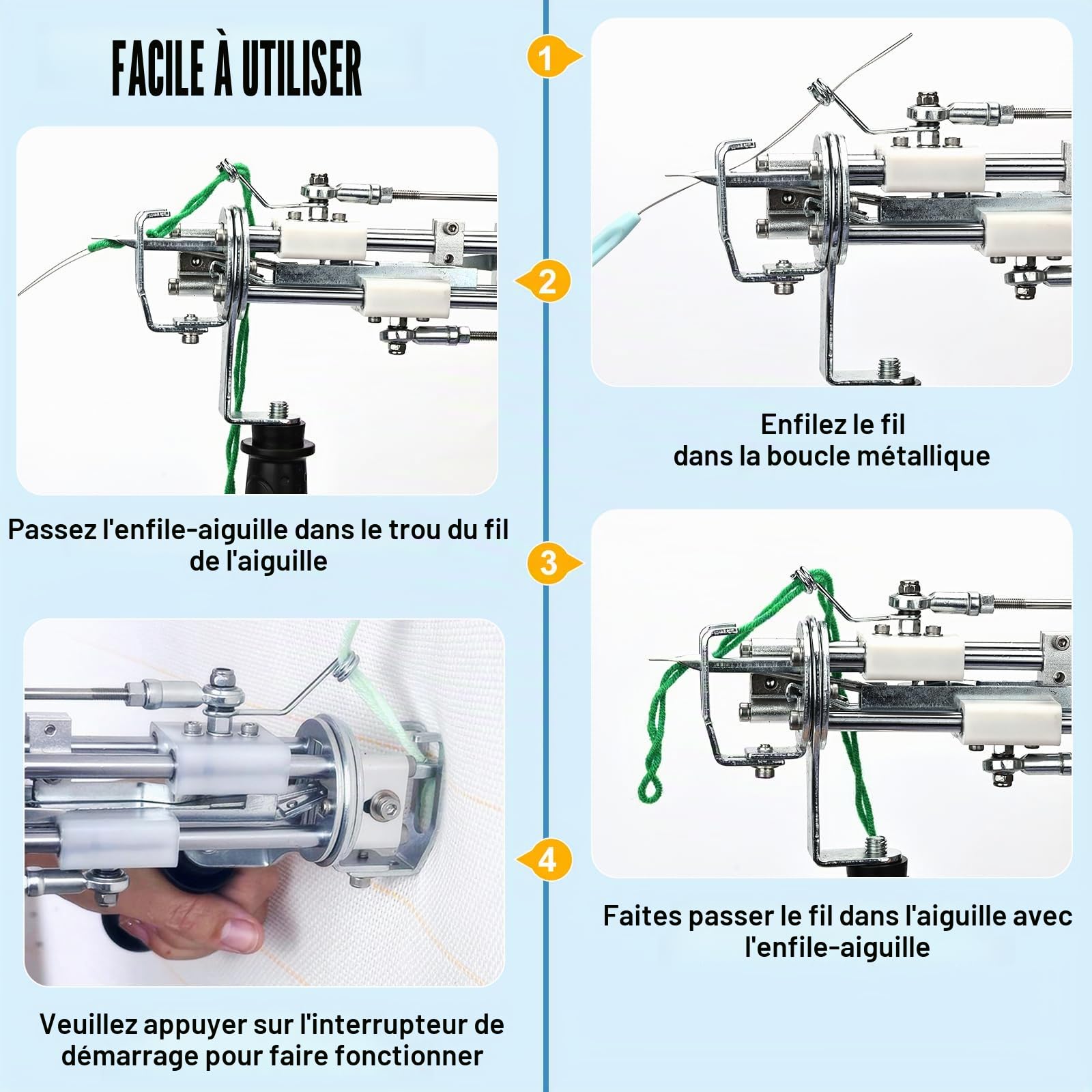 Tufting Gun Set avec trimmer pour tapis & fil & tissu à tufter, Set de pistolets à tufter pour tapis pour le tissage à haute vitesse de tapis, Tufting Machine Kit DIY Tools