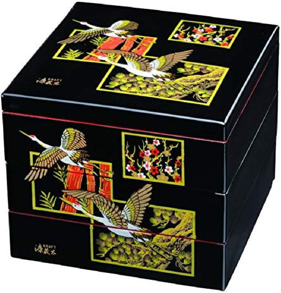 讃岐彫 三段重 丸重花文 木彫 お重 重箱 漆器 漆芸 茶道具