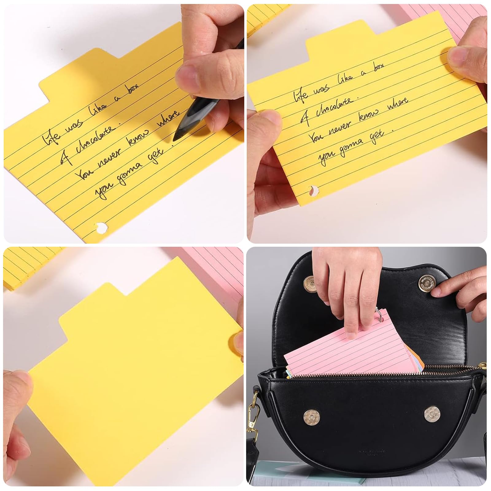 1000 Cartoncini A Righe 7.6x12.7cm - Con Anelli E Pennarelli | Per Studio, Appunti E Flashcard | 8 Colori