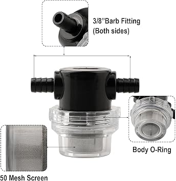 10Mm Straight Water Pump Filter Inline Filter Rotary Tube Sprayer Filter For Water Pump For Outdoor Gardening