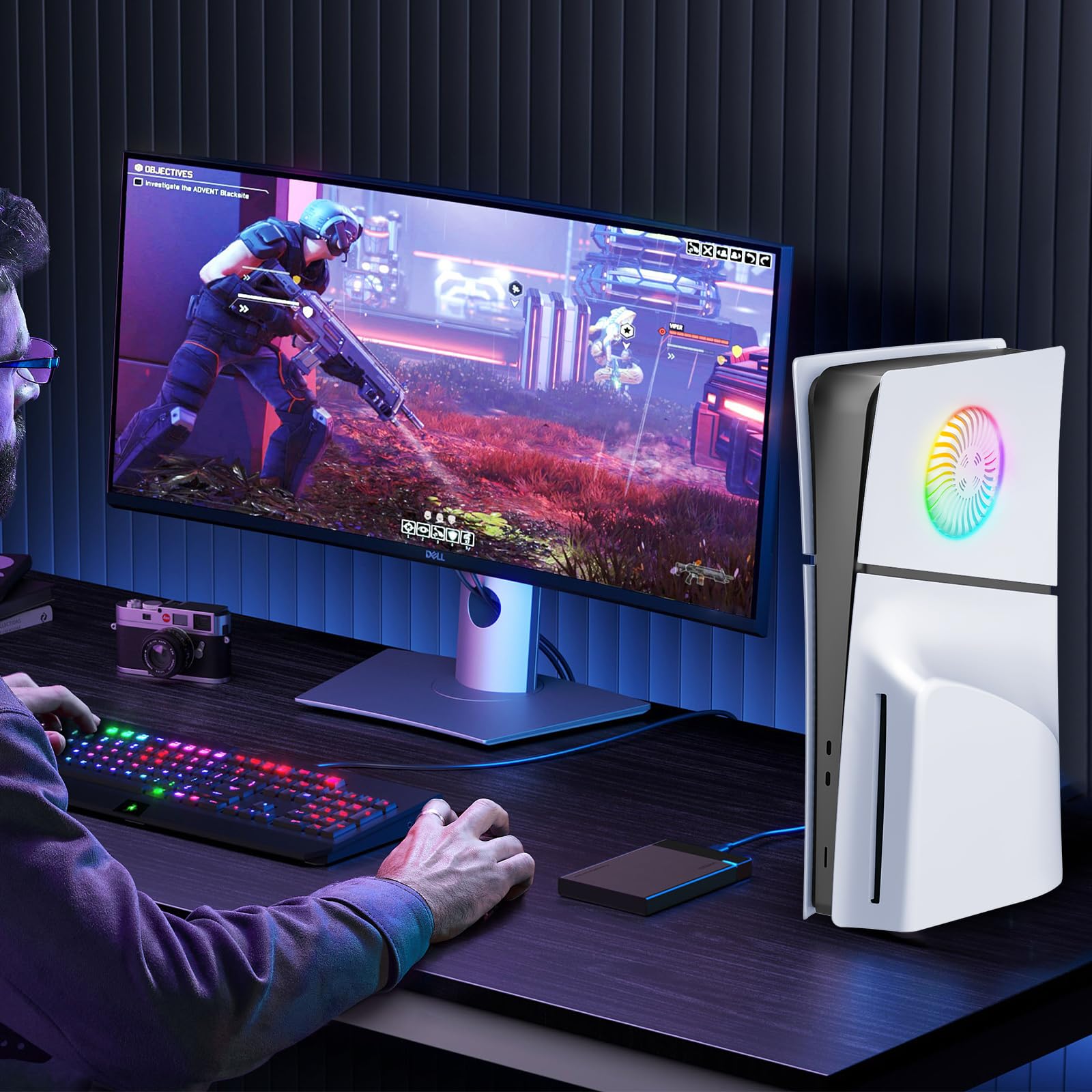 Obudowa Płyta do PS5 Slim Konsoli, Górna Połowa Pokrywy z Otworami Wentylacyjnymi Wymienne Płyty Boczne Akcesoria Lewe i Prawe do PS5 Slim Disc/Digital Edition