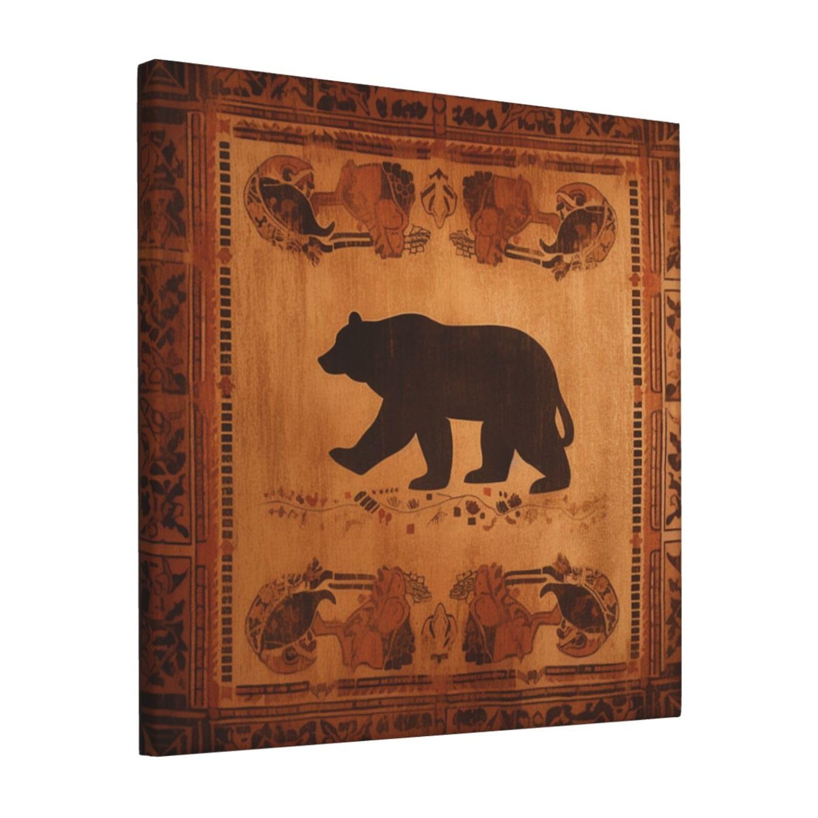 KLOPH Bear Canvas Wall Art for Living Room 12"x12" Modern Artwork Painting for Bathroom Hanging Canvas Prints Aesthetic Wallart for Bedroom Kitchen Office Wall Decor