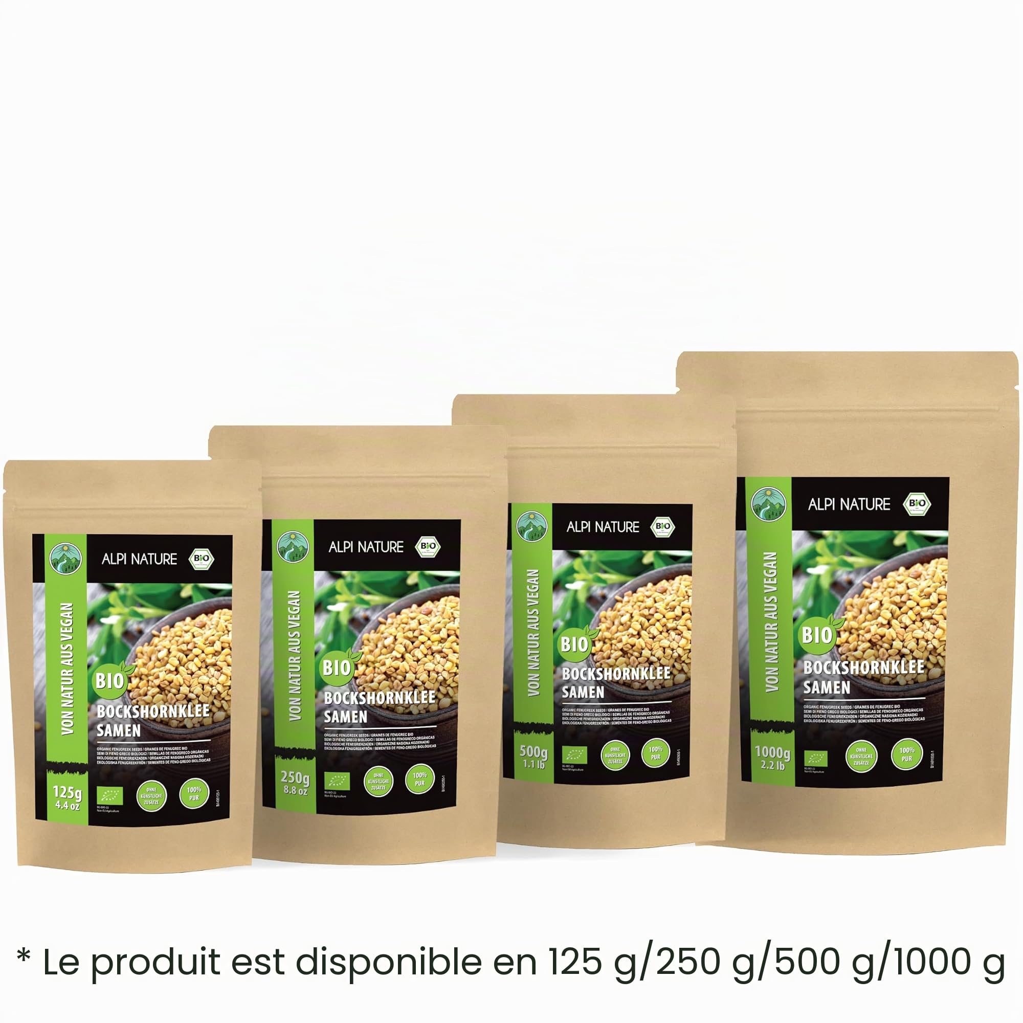 Alpi Nature Fenugrec Graine BIO 1kg, bio Graines de Fenugrec Entières pour la Cuisine
