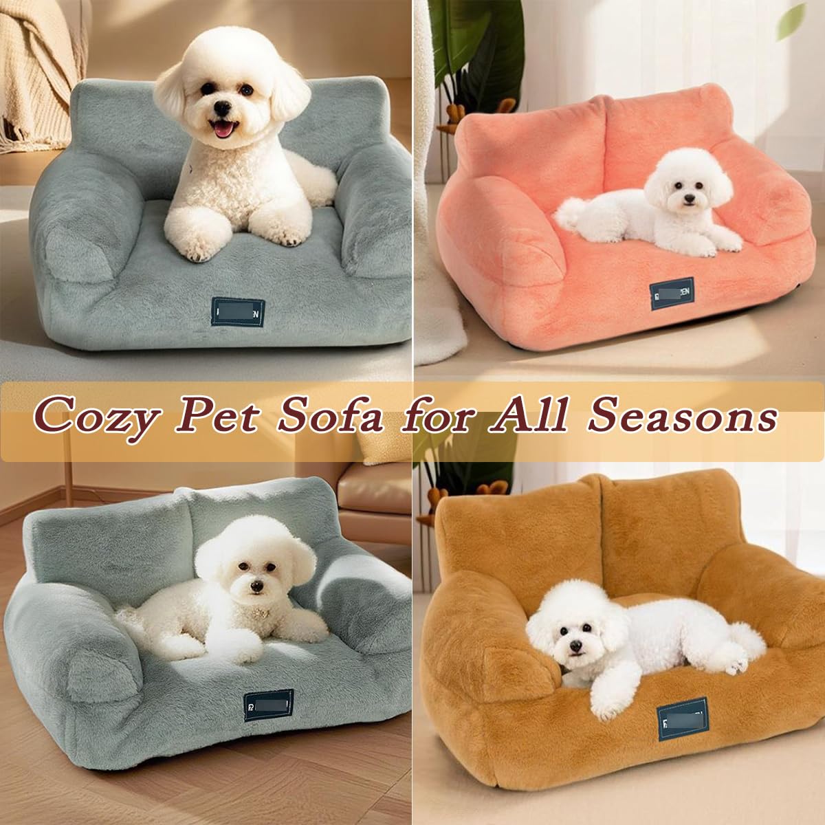 Sofá de Felpa Esponjosa para Gatos y Perros Cama Ortopédica Calmante para Mascotas, Cojín de Dormir Lavable Extraíble Sofá Antideslizante para Mascotas para Perros Pequeños y Medianos y Gatos