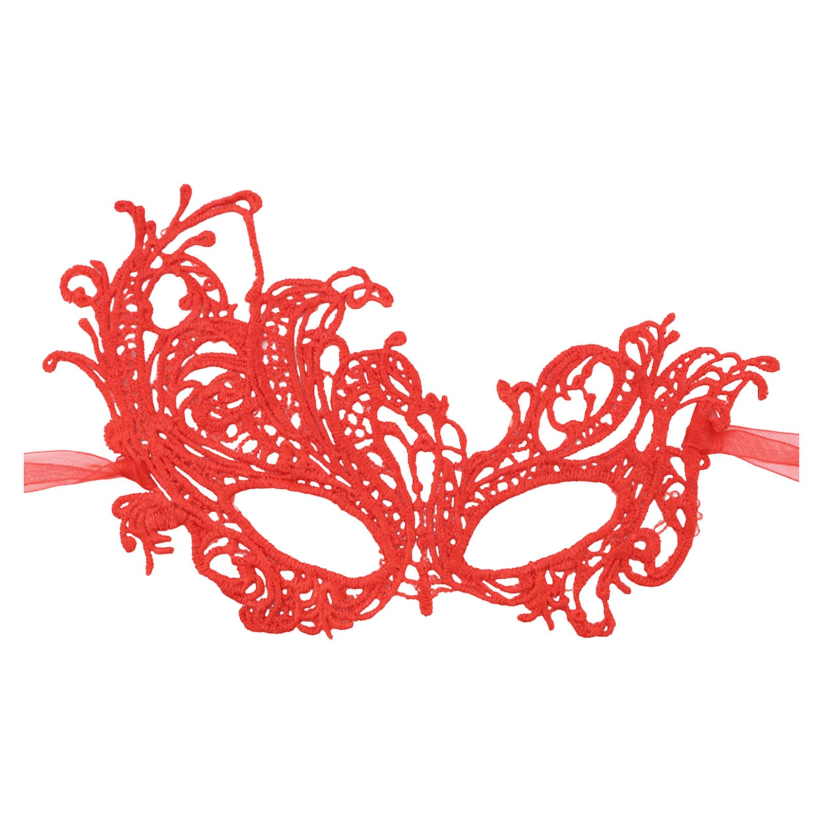 Lace Masquerade Mask For Women Venetian Party Mask Carnival Mask Rave Masquerade Mask Silver Masquerade Mask Carnival Party Dress Up Dress (Red, One Size)
