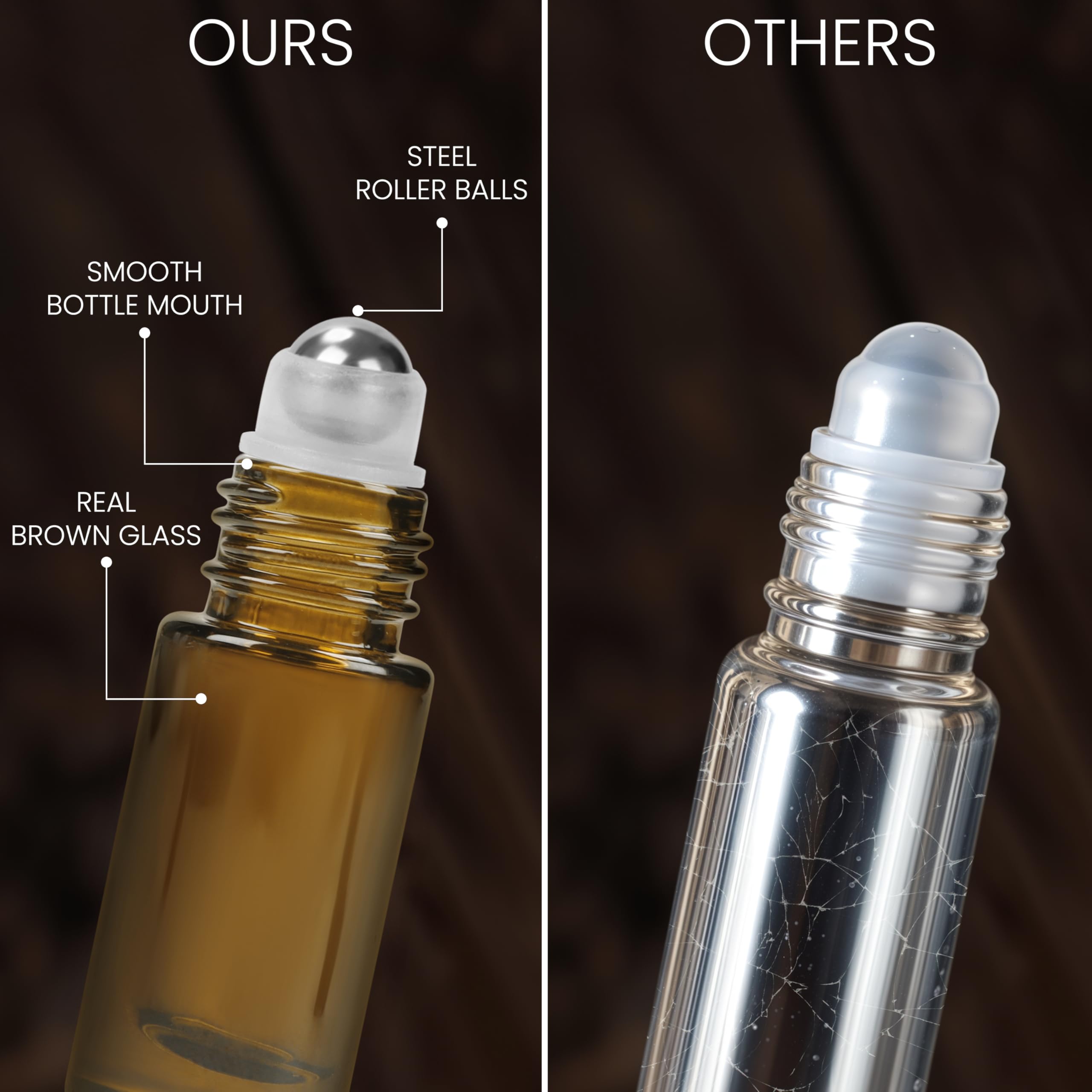 BELLE VOUS Roll On Huiles Essentielles (Lot de 24) - Flacon en Verre Ambré de 3 ml - Flacons Vides Rechargeables avec Bille en Inox et Pipettes à Huile, Parfum et Aromathérapie