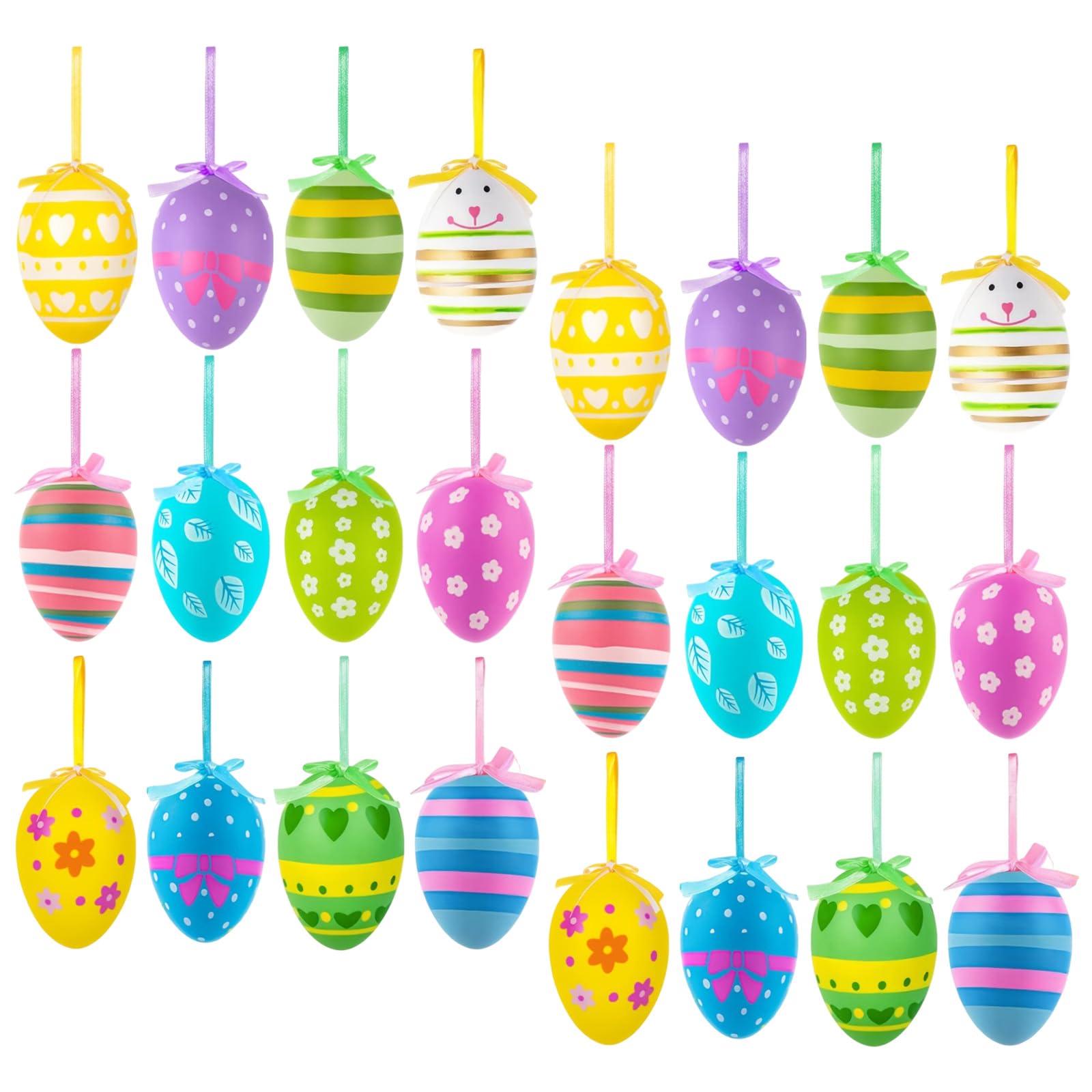 YROHGKPN 24Pcs Colorful Easter Eggs Decoration for Door Handle Tree Window Display 6cm Hand Painted Easter Ornament Colorful