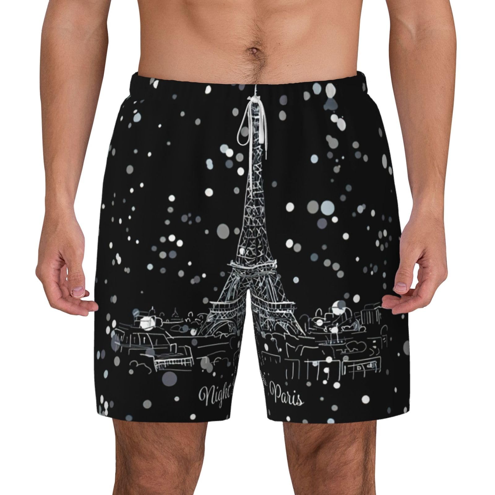 Short de plage double couche Tour Eiffel short de bain homme stretch - 8