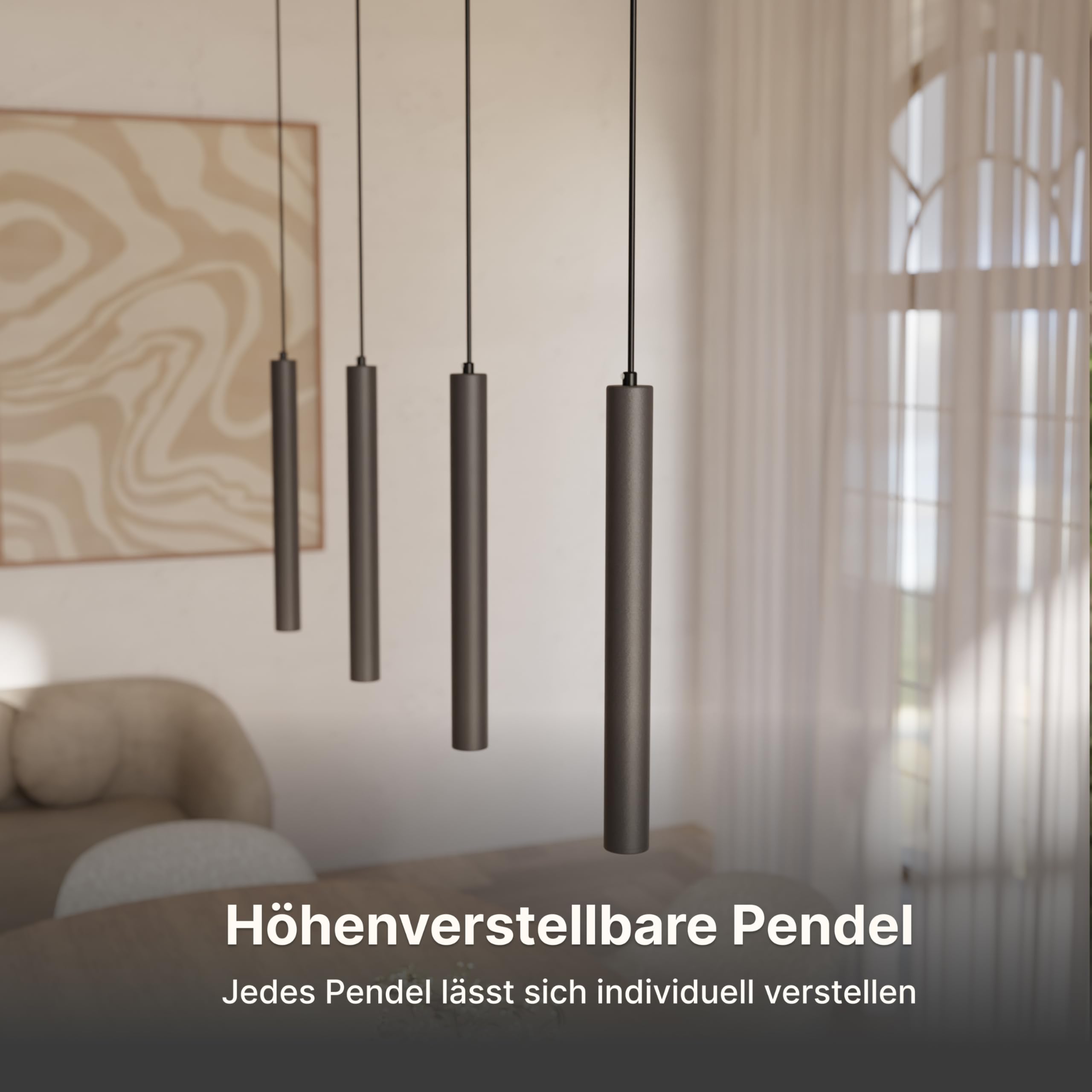 Dimmbare Pendelleuchte 'Learis', LED Deckenleuchte, moderne Hängelampe Esstisch Wohnzimmer Smart Home Alexa Google Home Tuya