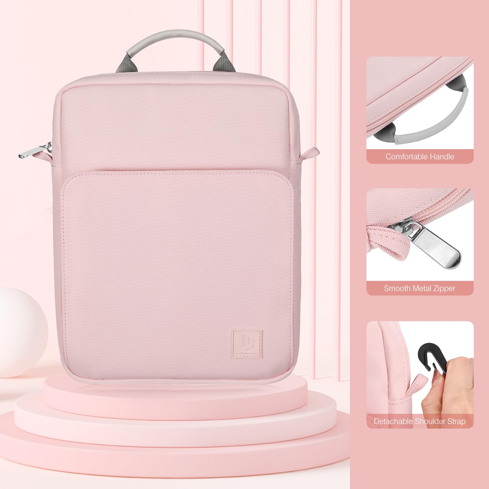 Dadanism 9-11" Tablet Custodia Borsa con Tracolla Per iPad (A16) 11", iPad Air 11" M4/M3, iPad Pro 11" M5/M4, iPad 10a Gen 10,9", iPad 9/8/7a Gen 10,2", Galaxy Tab A11+ 11", Tab M11 11", Rosa