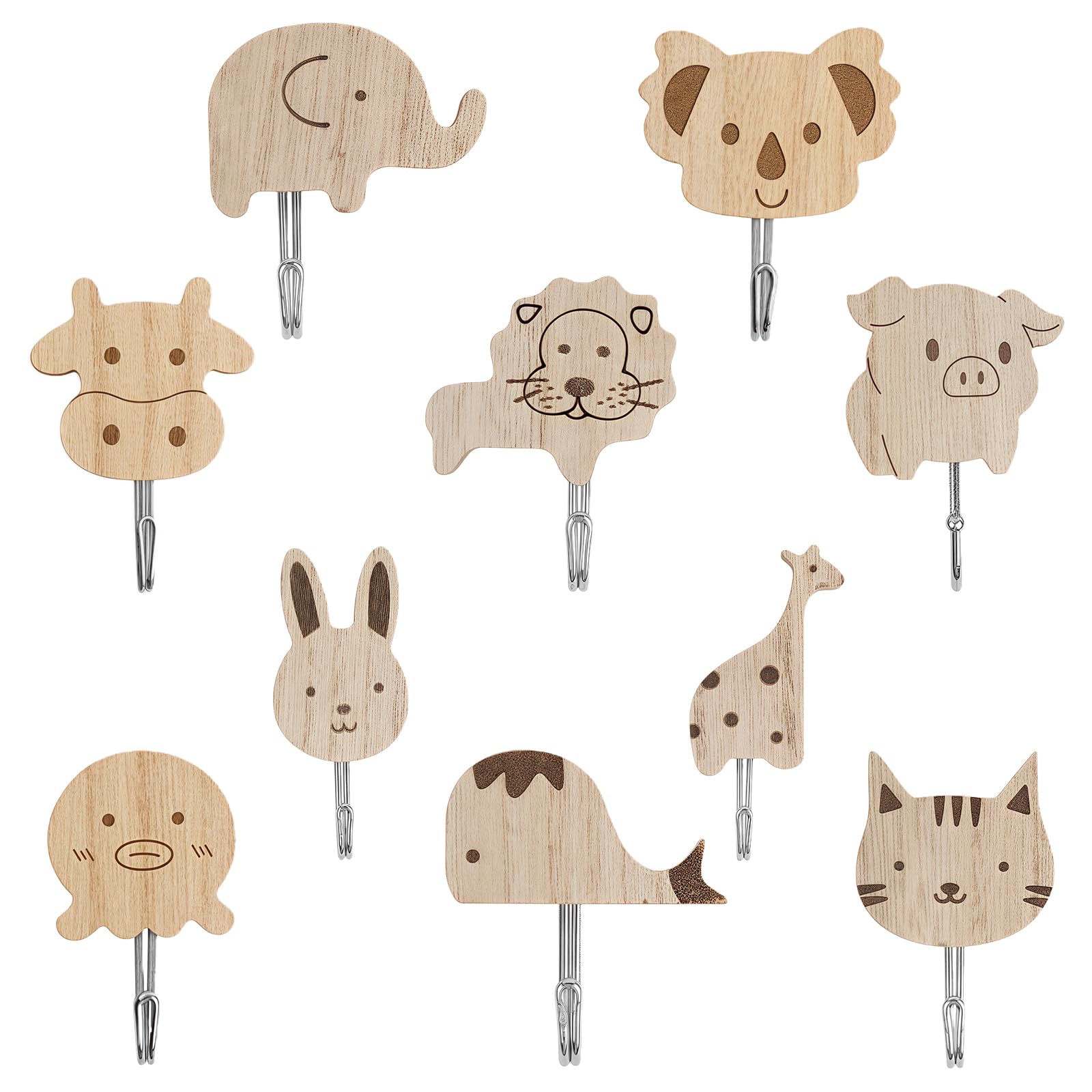 Tsophreniq Rustics Wood Animal Wall Hangers Decorative Multipurpose Hook for Home Bathroom Storage Needs Wood Animal Hook