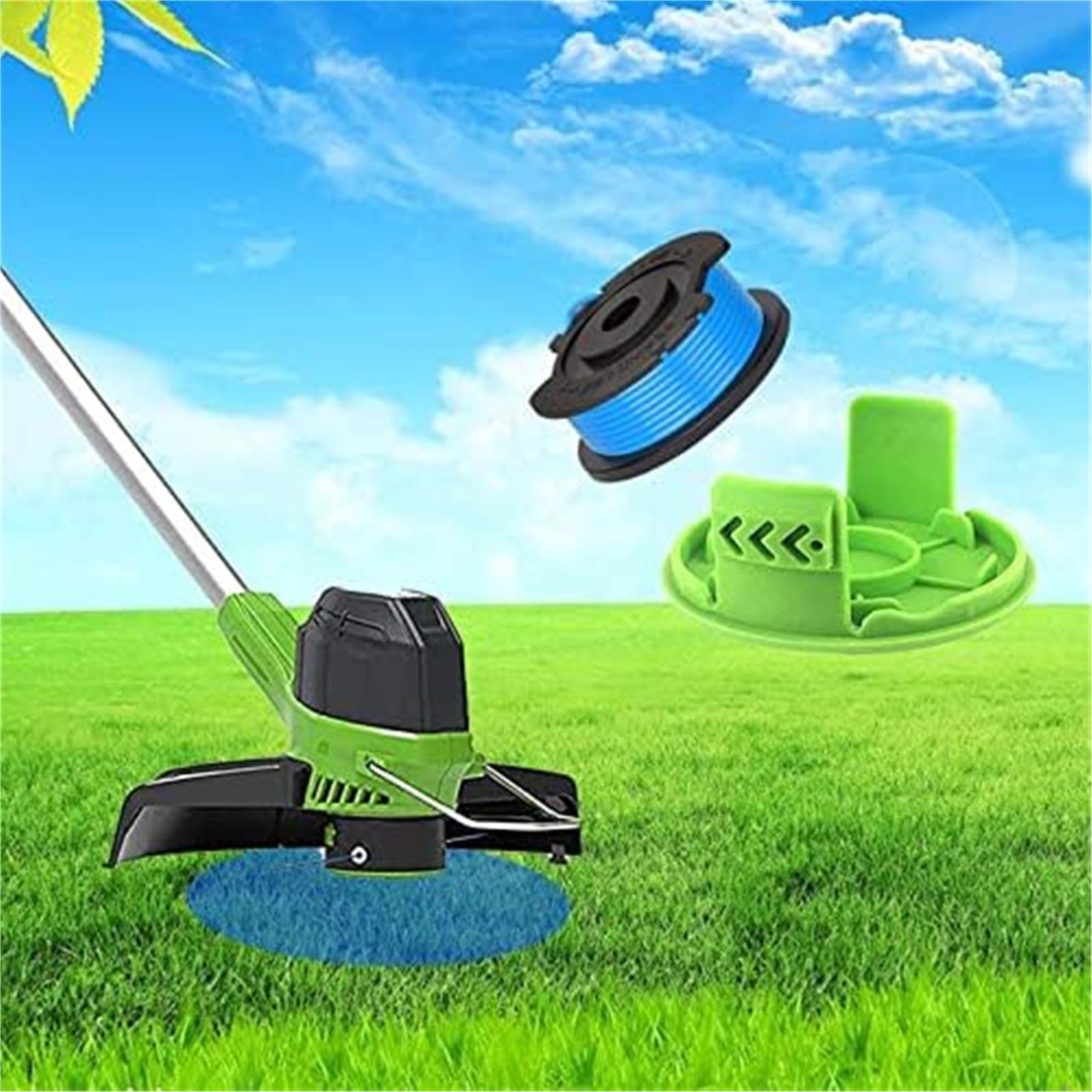 Automatyczna szpula kosiarki Szpula kosy spalinowej, dla podkaszarki dla Greenworks z pojedynczym przewodem 1,65 mm podkaszarka żyłkowa żyłka zamienna trawa 24 V(BLACK 8 2)