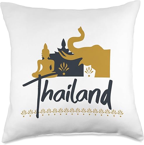 Tailandia Elefante Viajar Regalos Tailandia Elefante Suvenir Viajar Vacaciones Regalo Throw Almohada, 18x18, Multicolor