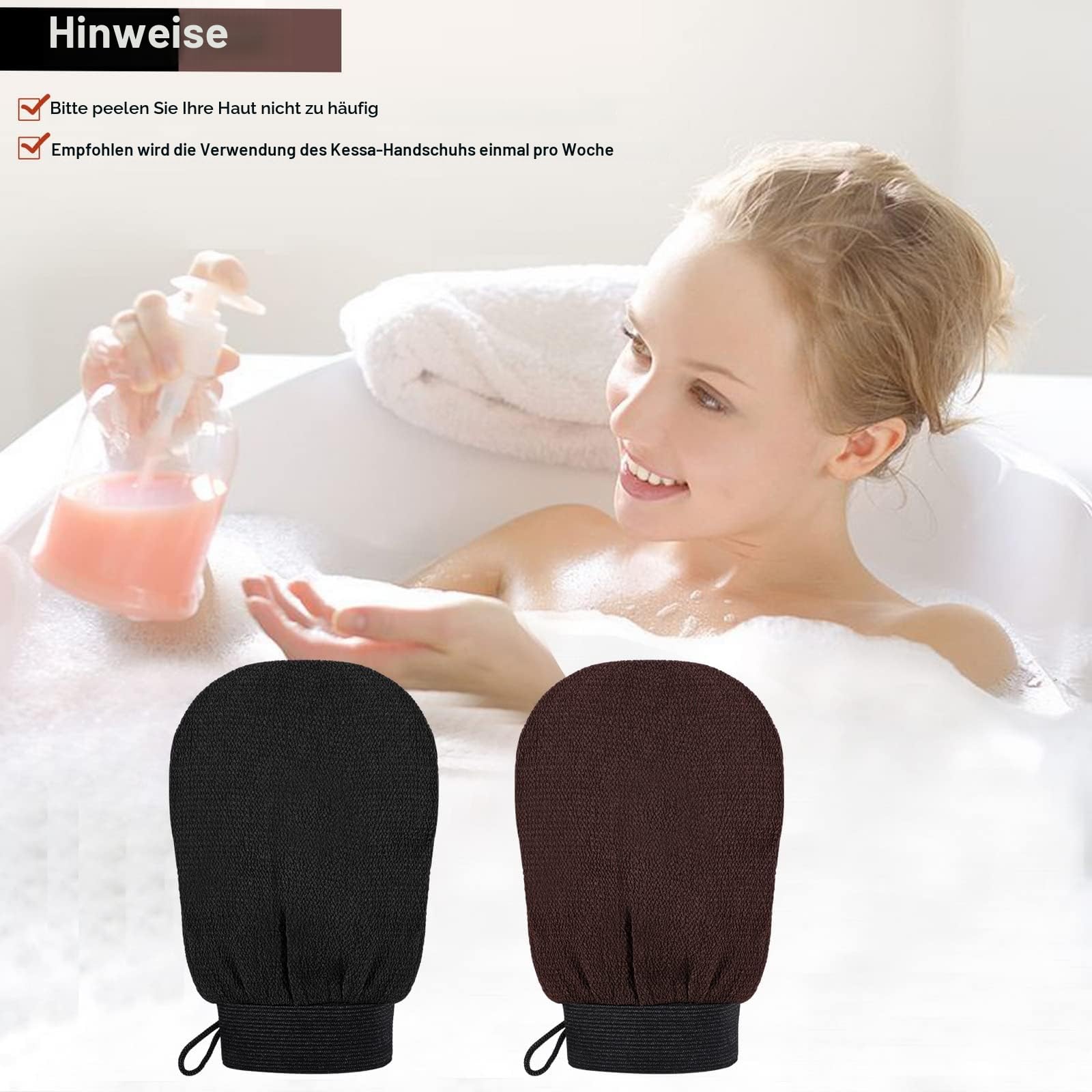 2 Stck Kese Peelinghandschuh, Peeling Handschuh Krper Hamam  Peelinghandschuh Exfoliating Gloves fr Eingewachsene Haare e Hautschuppen  Entfernen (Schwarz/Braun) : Amazon.de: Kosmetik