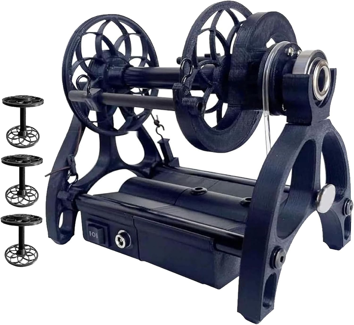 Electric Spinning Wheel, 12v Automatic Spinning Wheel Machine, with 3 Small Spools, Adjustable Speed 800 RPM, 4 Ounce Capacity, for Yarn Weaving, Mixed Roving Process,Black