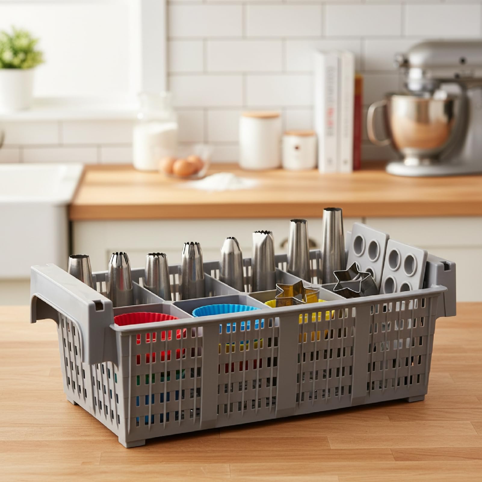 1 estante comercial para lavavajillas, cesta de secado de cubiertos con 8 compartimentos y agujeros de drenaje, soporte para utensilios para uso en cocina y restaurante (16.5 x 8.2 x 5.7 pulgadas
