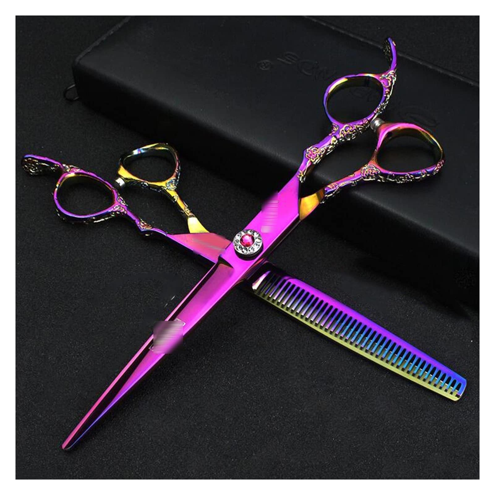 Haarschneideschere Doppelseitige dünnschere doppelte zähne dünnerte Schere 6 Zoll Friseurschere/Haarschere (Color : A)