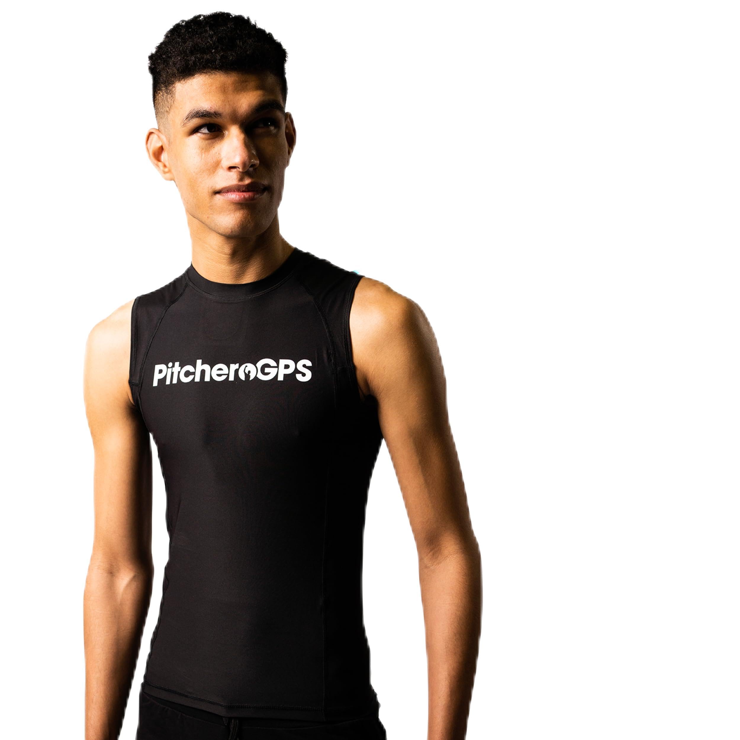 Ärmellose Kompressions-Basisschicht – GPS-Tracker-Tasche – Erwachsene – feuchtigkeitsableitendes, atmungsaktives Gewebe – Teamsport, Fußball, Rugby, Hockey